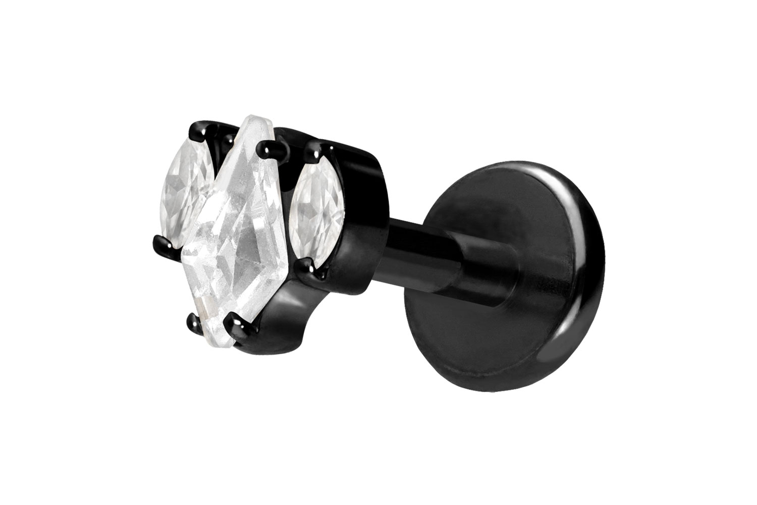 Titan Labret Piercing mit Push Fit KRISTALLSCHILD + KRISTALLOVALE